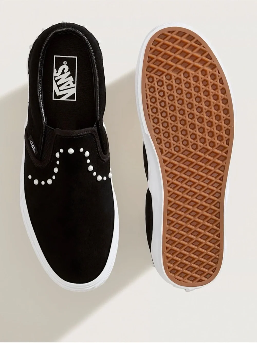 Vans Classic Slip-On Suede Pearl Black Shoes Women 9.0US